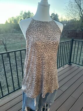 Beige Leopard Halter Cami Tank Top - Women